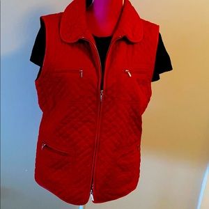 Lightweight Red Zippered, Quilted Vest